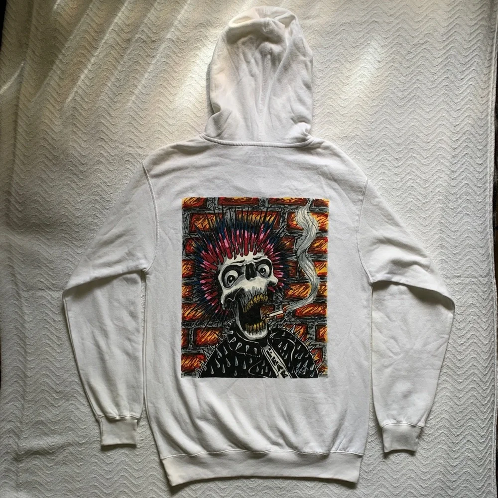 Animals Magazine Punk Skull Smoking Hardcore‎ Music Skater Size M Hoodie Grunge